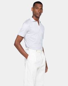 Pearl Grey Short Sleeve Buttonless Polo 100% Egyptian Cotton | Filatori