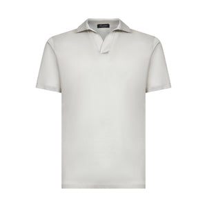 Pearl Grey Short Sleeve Buttonless Polo 100% Egyptian Cotton | Filatori