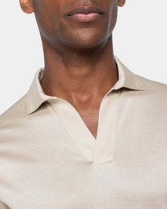 Sand Long Sleeve Buttonless Polo 100% Egyptian Cotton | Filatori