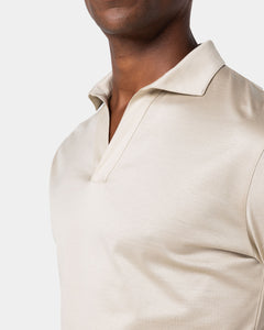 Sand Long Sleeve Buttonless Polo 100% Egyptian Cotton | Filatori