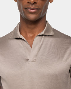 Taupe Short Sleeve Buttonless Polo 100% Egyptian Cotton | Filatori