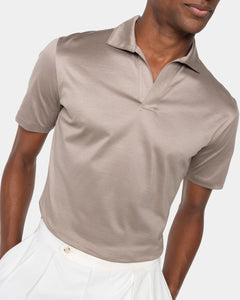 Taupe Short Sleeve Buttonless Polo 100% Egyptian Cotton | Filatori