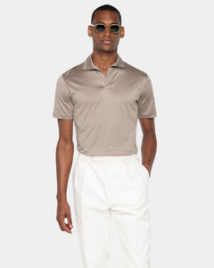 Taupe Short Sleeve Buttonless Polo 100% Egyptian Cotton | Filatori