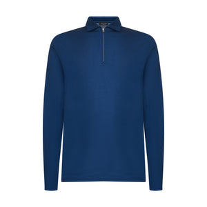 Blue Marine Long Sleeve Half Zip Polo 100% Egyptian Cotton | Filatori