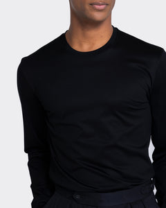 Black Long Sleeve T-Shirt 100% Ultra-fine Supima Cotton | Filatori 