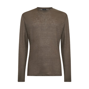 Taupe Long Sleeve T-Shirt 100% Masters of Linen | Filatori 