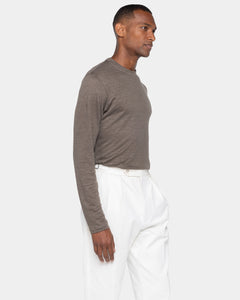 Taupe Long Sleeve T-Shirt 100% Masters of Linen | Filatori 
