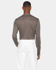 Taupe Long Sleeve T-Shirt 100% Masters of Linen | Filatori 
