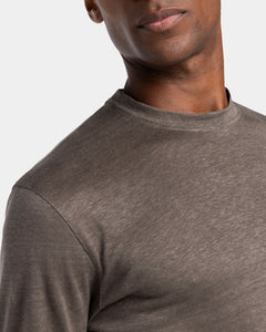 Taupe Long Sleeve T-Shirt 100% Masters of Linen | Filatori 