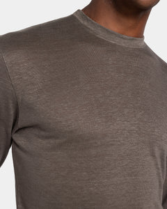 Taupe Long Sleeve T-Shirt 100% Masters of Linen | Filatori 