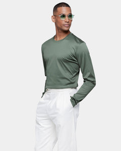 Military Green Long Sleeve T-Shirt 100% Ultra-fine Supima Cotton | Filatori 