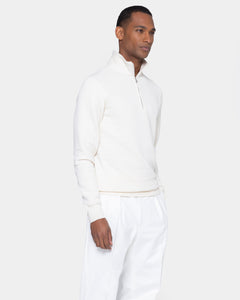 Natural White Half zip sweatshirt in Cotton Cashmere | Filatori